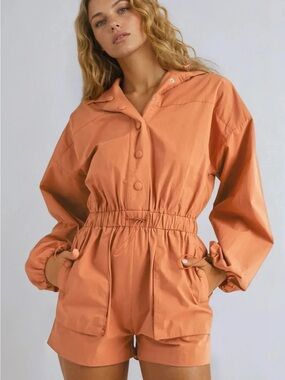 Women’s Long Sleeve Orange Romper